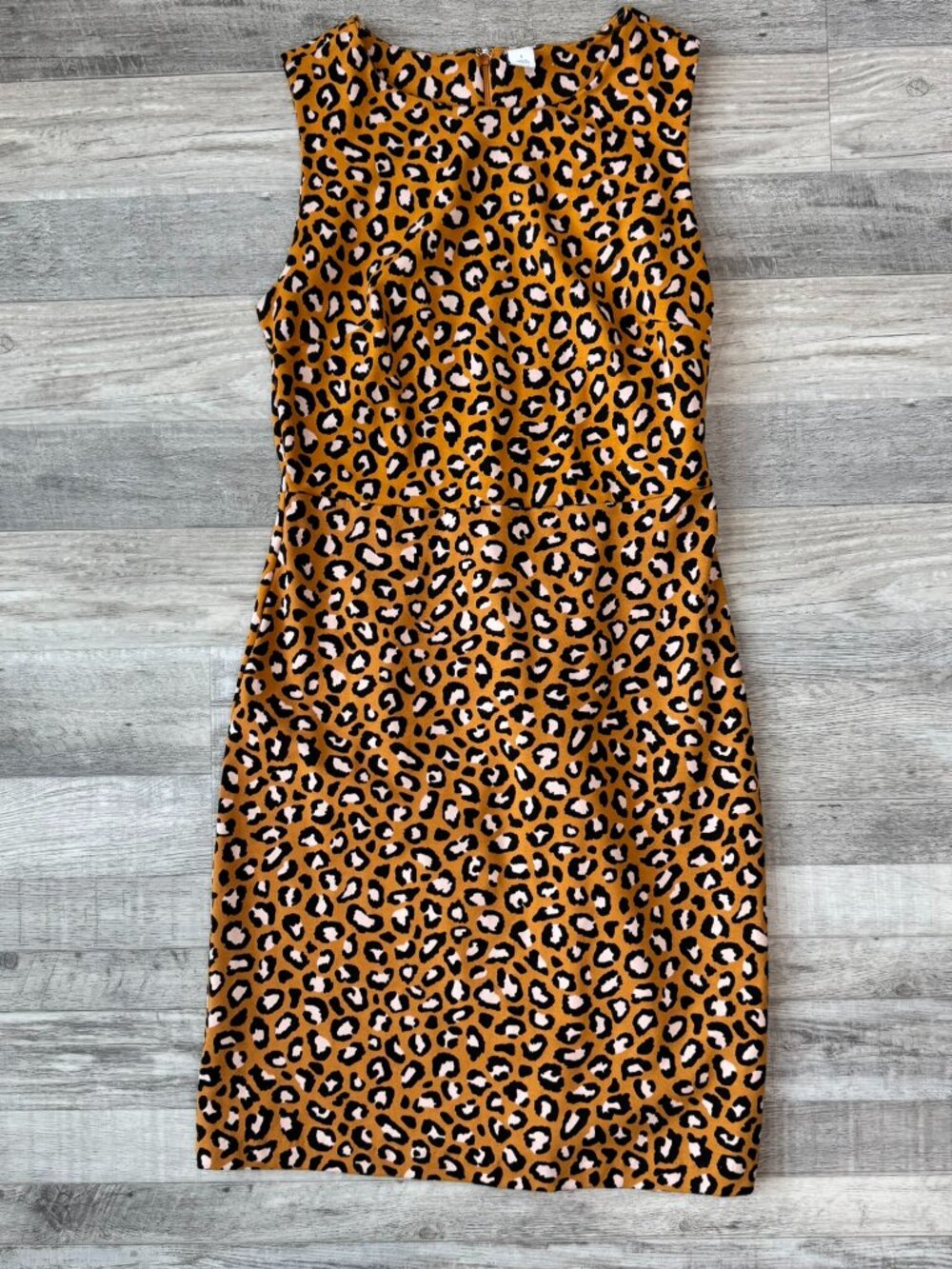 Old Navy NWT Animal Print Yellow Brown Sleeveless Stretch Sheath Dress L32